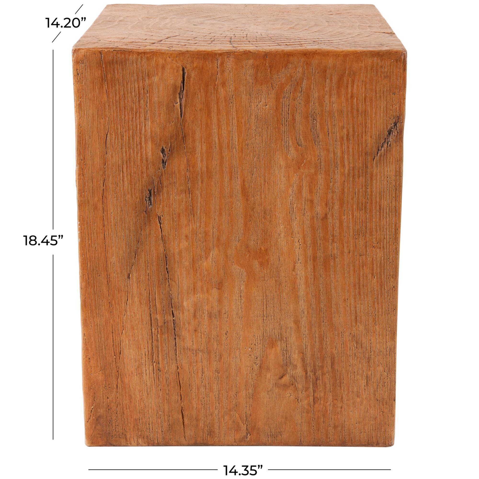 18" Natural Textured Wood Grain Outdoor Accent Table